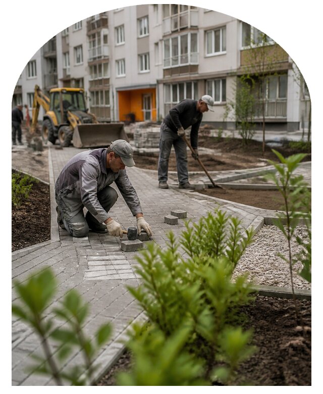 Благоустройство двора многоквартирного дома в Фрязине